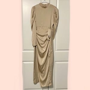 Zahraa the Label Satin Puff Sleeve Maxi Dress
